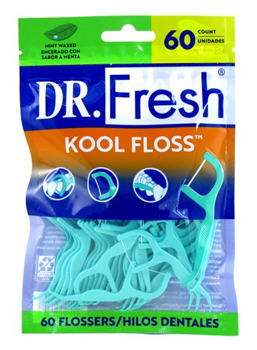 Dr. Fresh Kool Floss Picks 60 Count Mint Waxed (6 Pieces)<br>(Item